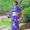 女性浴衣 和服 着物 日本伝統服 舞台衣装 コスプレ衣装 コスチューム 写真撮影 演出服 紺色 花柄 和服・浴衣 2