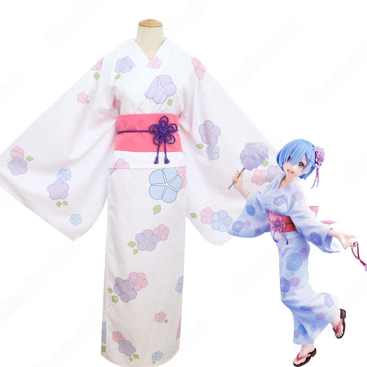 ラム(リゼロ、りぜろのらむ) 着物 コスプレ衣装 『Re:ゼロから始める異世界生活（りぜろからはじめるいせかいせいかつ）』の登場人物の仮装 コスチューム