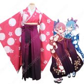 ラム(りぜろのらむ) 赤（着物・和服） コスプレ衣装 『Re:ゼロから始める異世界生活（りぜろからはじめるいせかいせいかつ）』の登場人物の仮装 コスチューム(送料無料)