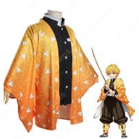 鬼殺隊剣士 我妻善逸 (あがつまぜんいつ) 羽織 コスプレ衣装 『鬼滅の刃』の登場人物の仮装 コスチューム(鬼滅の刃 コスプレ衣装)