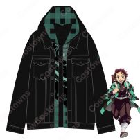鬼滅の刃 竈門炭治郎 デニム コード ジャケット パーカー 長袖 春、秋、冬に適用(服)