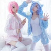レム ラム コスプレ衣装 『ゼロから始める異世界生活』の登場人物の仮装 可愛い パジャマ 猫娘 コスチューム 高級 cosplay衣装 セット 女性