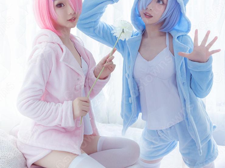 リゼロ　ラムレム　コスプレフルセット　猫耳パジャマ レム ラム コスプレ衣装リゼロ 人気パジャマ 猫娘 コスチューム