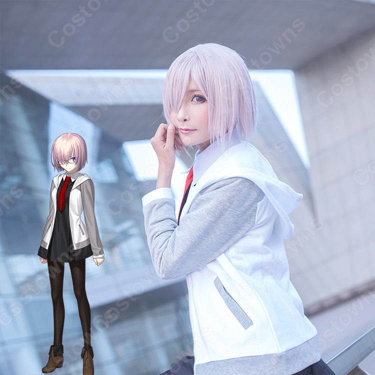 FGO マシュ コスプレ パジャマ ウィッグ FGOマシュ コスプレ高品質耐熱 ウィッグ ウィッグネット付 変装用