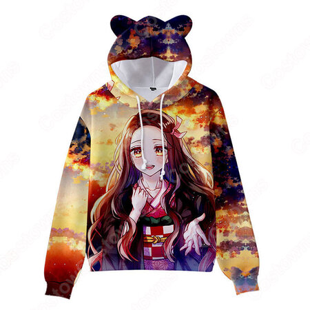 鬼滅の刃 パーカー 子供服 猫耳 フード付き プルオーバー 長袖 キッズ イベント 服 Costowns