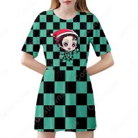 鬼滅の刃 スカート ドレス ワンピース 半袖 タイトスカート 普段着 カジュアル ソフト可愛い お洒落 人気 アニメ コスプレ服 夏服(服)