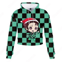 アニメ 鬼滅の刃 えふぉるめ ショート丈 パーカー 竈門炭治郎 竈門禰豆子 我妻善逸 嘴平伊之助 冨岡義勇 へそ出し フーディー ショートトップス クリスマスシャツ 長袖 ヒップホップ カジュアル おしゃれ トップス(202×202)