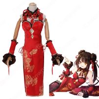 『デート・ア・ライブ』時崎狂三(ときさきくるみ) 赤 チャイナドレス コスプレ衣装 DATE A LIVE 中國風 ワンピース 仮面舞踏会 変装 仮装 コスチューム(デート・ア・ライブ コスプレ衣装)
