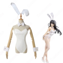 桜島麻衣 黒/白 バニーガール コスプレ衣装 『青春ブタ野郎』さくらじままい セクシー 仮装 コスチューム(202×202)