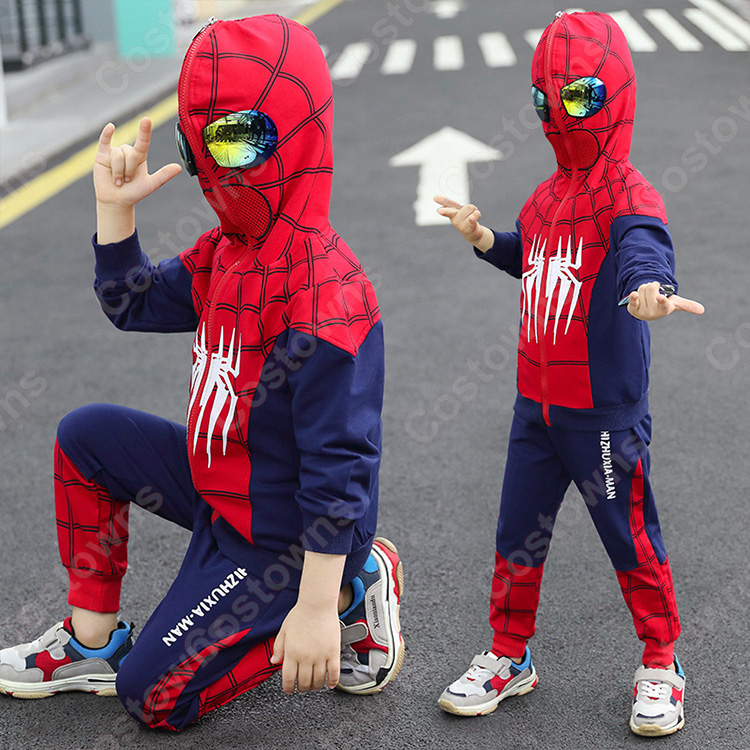 スパイダーマン パーカー ズボン 上下セット コスプレ衣装 秋冬 子供服 - Costowns