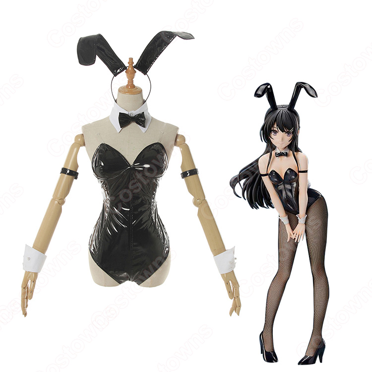 桜島麻衣 黒/白 バニーガール コスプレ衣装 『青春ブタ野郎』さくらじままい セクシー 仮装 コスチューム