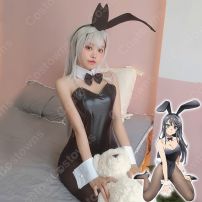 桜島麻衣 黒 バニーガール コスプレ衣装 『青春ブタ野郎』さくらじままい セクシー 仮装 コスチューム(その他 コスプレ衣装)