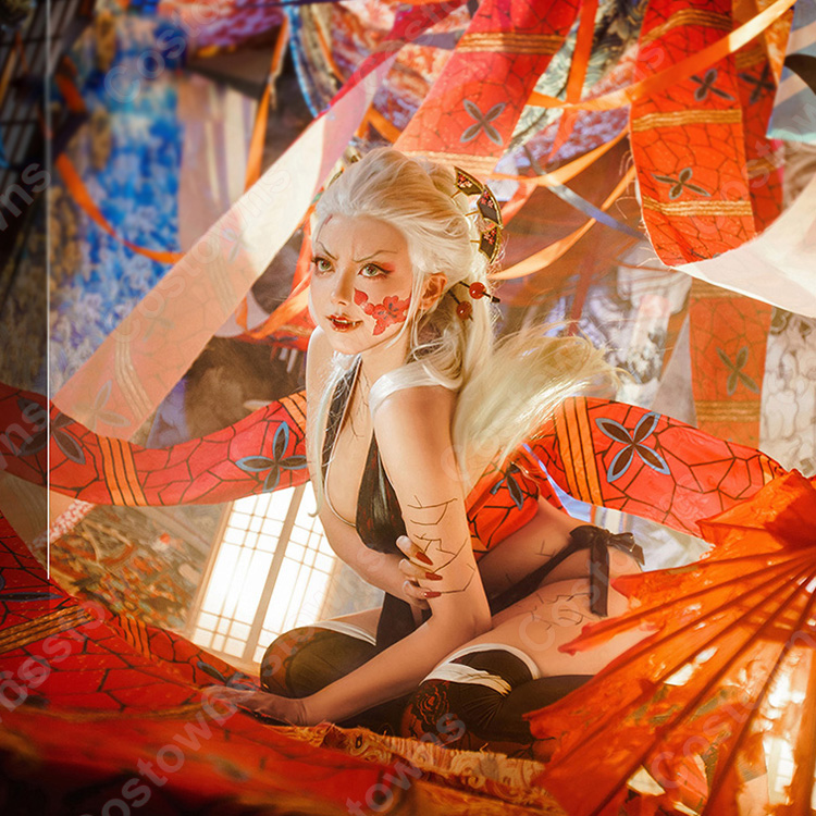 鬼滅の刃』堕姫（だき）コスプレ 白緑 グラデーションかつら ウィッグ