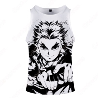 『鬼滅の刃』3Dプリント タンクトップ イージータンクトップ キャラクター イメージプリントおしゃれシンプル ランニングシャツター 夏 無袖 肌着(202×202)