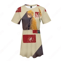 『鬼滅の刃』ワンピース アニメ プリント カジュアルスタイル 半袖 薄手 ひざ丈 夏 ワンピース 柔らかい 快適 可愛い お洒落 人気 ワンピース 女の子 誕生日 ファッション プレゼント(202×202)