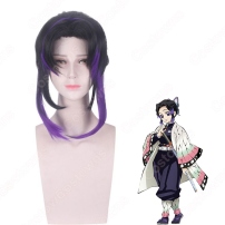 胡蝶 しのぶ（こちょう しのぶ）コスプレ 高品質耐熱 ウィッグ ネット付き『鬼滅の刃』蟲柱 黒紫 グラデーション 人気キャラ かつら 小道具付き 変装用(202×202)