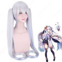 雪ミク コスプレ 高品質耐熱 ウィッグ ネット付き 赤鶴と魔女 銀白色 グラデーション 人気キャラ かつら 小道具付き 変装用(コスプレウィッグ)
