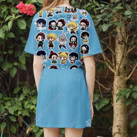 鬼滅の刃 グッズ 女の子 ワンピース アニメ カジュアルスタイル 半袖 薄手 ひざ丈 夏 ワンピース Costowns