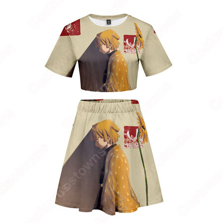 鬼滅の刃 グッズ へそ出し Tシャツ スカート 上下セット おしゃれ イベント セクシー 衣装 Costowns