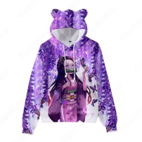 『鬼滅の刃』グッズ パーカー 猫耳フード付き カジュアル スウェット アニメ 3Dプリント 長袖 プルオーバー 大人気 個性 冬服 キッズ おしゃれ イベント 衣装 男女兼用(202×202)