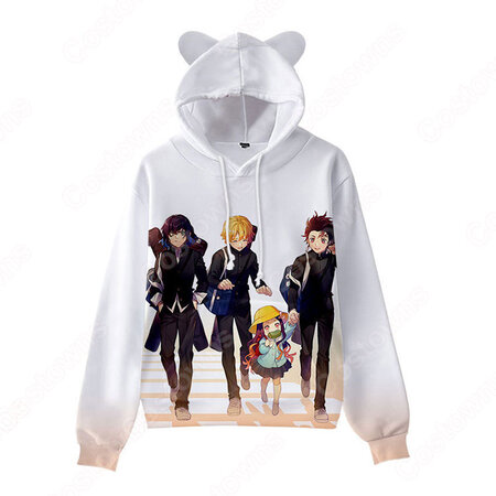 鬼滅の刃 グッズ パーカー 猫耳フード付き アニメ 3dプリント 個性 プルオーバー 男女兼用 Costowns