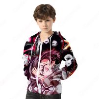 『鬼滅の刃』グッズ パーカー ジッパー付き フード付き シンプル カジュアル スウェット アニメ 3Dプリント 長袖 プルオーバー 大人気 可愛い 秋冬服 おしゃれ イベント 衣装 子供服 男女兼用(服)