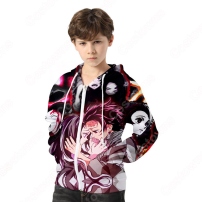 『鬼滅の刃』グッズ パーカー ジッパー付き フード付き シンプル カジュアル スウェット アニメ 3Dプリント 長袖 プルオーバー 大人気 可愛い 秋冬服 おしゃれ イベント 衣装 子供服 男女兼用(202×202)