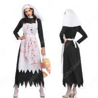 ハロウィン 修道女 コスプレ 衣装 吸血鬼 メイド服 コスチューム 仮装 舞台服 イベント パーティー(ハロウィン仮装・衣装)