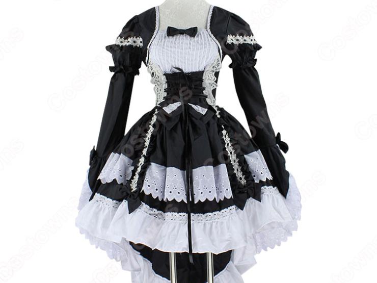 メイド服 黒と白 レースアップ 9740_sub3.jpg