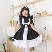 定番白黒メイドコスチューム5点セット甘可愛いデザインにメロメロこちら人気のメイドコスチューム(仮装コスプレ衣装でおすすめの商品)