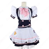 アリス風メイドコスチューム コスプレ 衣装 ピンクボタンやリボン ピンク蝶ネクタイ フリル ドレス(メイド服)