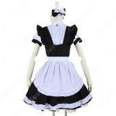 定番白黒メイド コスプレ コスチューム 可愛い かわいい 半袖 ゴスロリ ワンピース 4点セット(仮装コスプレ衣装でおすすめの商品)