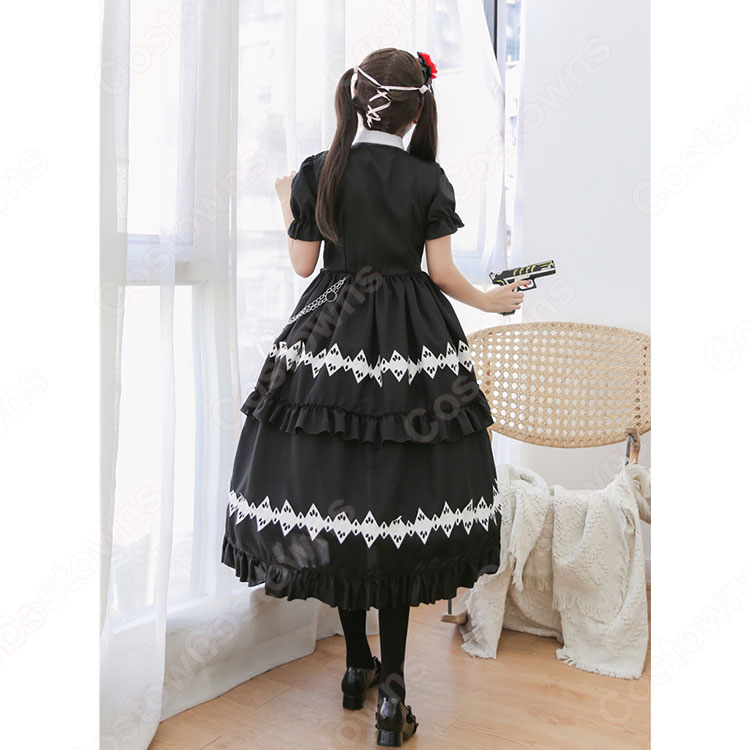 【塩戸❁⃘*.゜】ゴスロリ衣装 3点セット 黒・白 Mサイズ デート・ア・ライブ 時崎狂三 ロリータ (ロリィタ) コスプレ衣装 とき