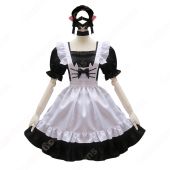 可愛い猫耳メイドな定番型メイド服 4点セット 半袖 ワンピース メイドコスチューム 黒ワンピース 白エプロン(仮装コスプレ衣装でおすすめの商品)