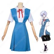 新世紀エヴァンゲリオン EVA 綾波レイ 空色の制服 レディース 青 コスプレ 衣装 cosplay アクティビティ 学園祭 ハロウィン コスチューム