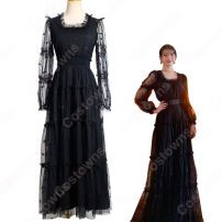 IU（アイユー）風 ワンピース 長袖 黒 『ホテルデルーナ(호텔 델루나、Hotel Del Luna)』 コスチューム 変装(その他)