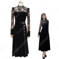 『ホテルデルーナ(호텔 델루나、Hotel Del Luna)』 IU（アイユー） コスプレ衣装 黒ワンピース 丸襟 長袖(その他)