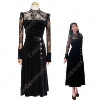 『ホテルデルーナ(호텔 델루나、Hotel Del Luna)』 IU（アイユー） コスプレ衣装 黒ワンピース 丸襟 長袖(202×202)