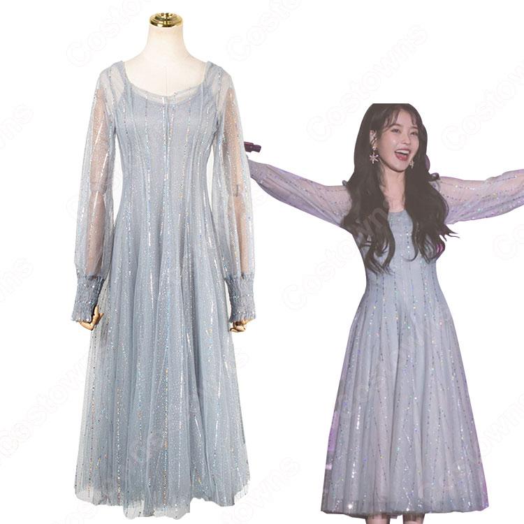 IU（アイユー） 風 ストライプ ワンピース ファッション パーティー