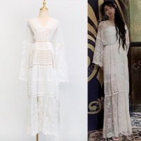 『ホテルデルーナ(호텔 델루나、Hotel Del Luna)』 IU（アイユー） コスプレ衣装 レース 白 ワンピース Vネック 長袖(202×202)