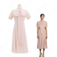 IU（アイユー）風 ワンピース ピンク 半袖 ドレス 『ホテルデルーナ(호텔 델루나、Hotel Del Luna)』 コスチューム 変装 コスプレ衣装(その他)