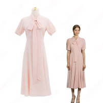 IU（アイユー）風 ワンピース ピンク 半袖 ドレス 『ホテルデルーナ(호텔 델루나、Hotel Del Luna)』 コスチューム 変装 コスプレ衣装(202×202)