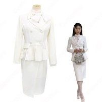 IU（アイユー）風 白のダブルブレストのペプラムスーツ 『ホテルデルーナ(호텔 델루나、Hotel Del Luna)』第1話 コスチューム 変装・仮装・コスプレ衣装(202×202)