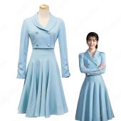 IU（アイユー）風 水色のツーピース 長袖コート ロングドレス 『ホテルデルーナ(호텔 델루나、Hotel Del Luna)』 コスチューム 変装・仮装・コスプレ衣装(アイドル制服・学生制服でおすすめの商品)
