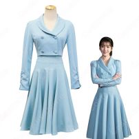 IU（アイユー）風 水色のツーピース 長袖コート ロングドレス 『ホテルデルーナ(호텔 델루나、Hotel Del Luna)』 コスチューム 変装・仮装・コスプレ衣装(その他)