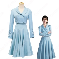 IU（アイユー）風 水色のツーピース 長袖コート ロングドレス 『ホテルデルーナ(호텔 델루나、Hotel Del Luna)』 コスチューム 変装・仮装・コスプレ衣装(202×202)