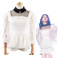 IU(アイユー)の透明感あふれる韓国風 白 レース フリル トップス 私服(その他)