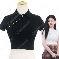 BLACKPINK（ブラックピンク） ジェニー（JENNIE）風 クロップ・トップ（半袖/黒）(JENNIE)