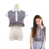 BLACKPINK（ブラックピンク） ジェニー（JENNIE）風 クロップ・トップ 半袖 シャツ(送料無料)