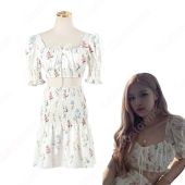 BLACKPINK（ブラック・ピンク） ロゼ（로제、 ROSÉ、Rose）風 衣装 花柄 ブラウス（ 半袖） スカート 上下 セット(アイドル制服・学生制服でおすすめの商品)